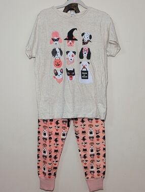 Nora Madison Halloween Dogs Pajamas with Matching T-shirt Cotton Girls Size 8-9